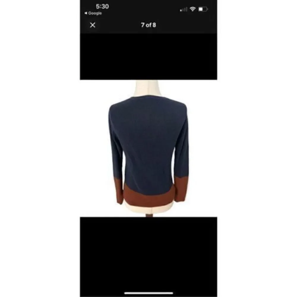 Eileen Fisher Silk Blend Sweater Small Contrast Stripe Colorblock Pullover size - Picture 5 of 9